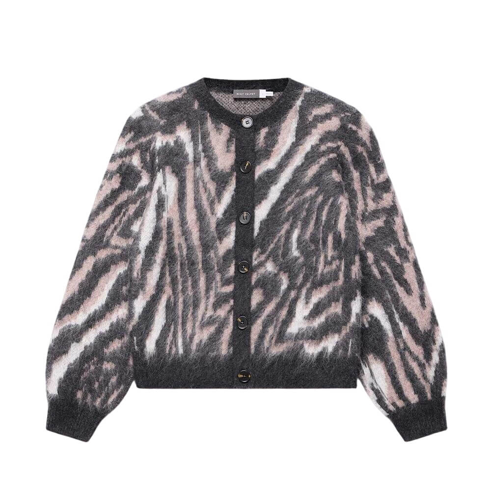 Mint Velvet Neutral Zebra Knit Cardigan